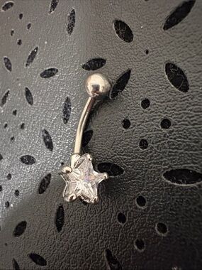 Star CZ Navel Ring - Clear Crystal